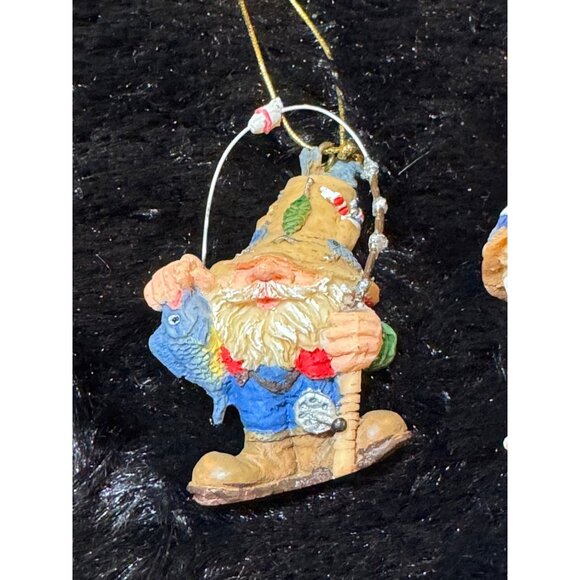 Ganz Fishing Gnome Christmas Ornaments Set Of 2 With Beads & Starfish Accents - Picture 4 of 9